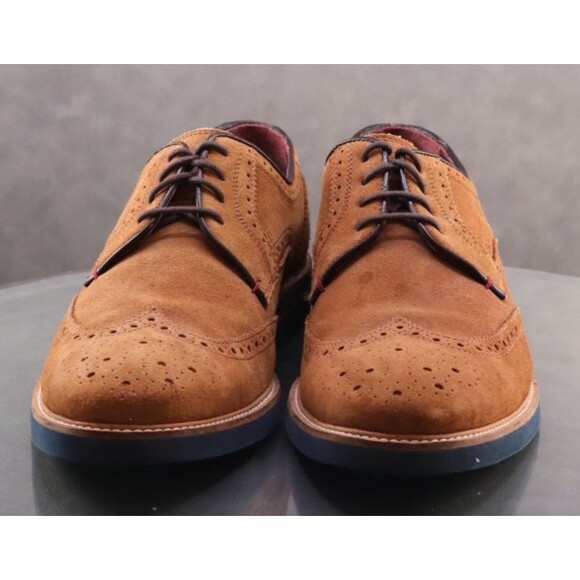Ted Baker Men's Wingtip Oxfords Dress Shoes Size 11 Suede Tan - Picture 3 of 11